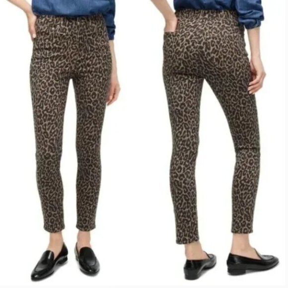 Like New J.Crew 10" Highest-Rise Stretch Skinny Toothpick Jean Leopard Print 28 - Picture 1 of 12